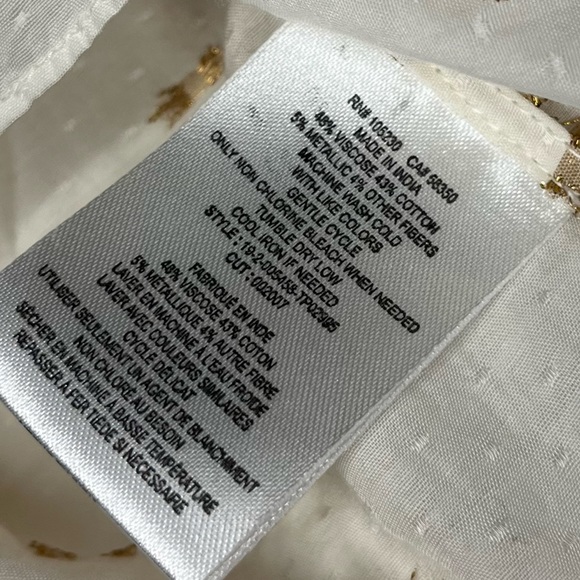 EUC $248 JOIE Women’s Small Nadija Gold Medallion Sheer Beaded Tie Peasant Top - Picture 11 of 11